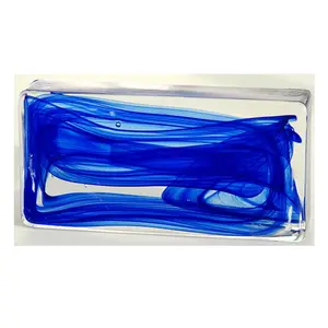 Blocs de briques de verre artistiques décoratives Vente en gros de briques de verre massif Blue Soul Cloudy Hot Melt Glass Bricks For Partition Wall Decor