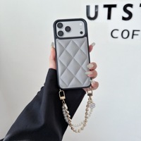 Nouvelle Coque de Téléphone de Luxe en Cuir Style Ins, Étui Personnalisé Tendance avec Chaîne pour iPhone 17 16 15 Pro Max