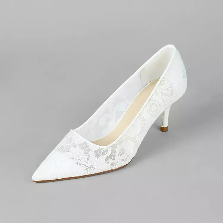 2022 High End Luxury Peep Toe Low Heel Lace Satin Women Bridal Shoes Pumps Wedding Shoes