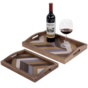 Vietnam Custom <b>Rectangle</b> Tea Wooden Tray With Handle Decorative Serving Wooden Tray for Food - Product Image 1