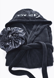 <span class=keywords><strong>Accappatoio</strong></span> Personalizzato con Logo Unisex con Collo a Scialle Bianco per <span class=keywords><strong>Uomo</strong></span> e Donna, <span class=keywords><strong>Accappatoio</strong></span> in Pile Corallo Nero e Bianco per Spa e Benessere - Product Image 6