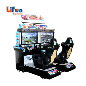 Groothandel 32 "Outrun-Tweeling Arcade Munt Aangedreven Auto Race Game Machine Video Car Racegame Machine Rijsimulator Spel