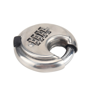 Stainless Steel Round Combination Pad <b>Lock</b> 4 <b>Digit</b> Chrome Plated Outdoor Use - Product Image 3