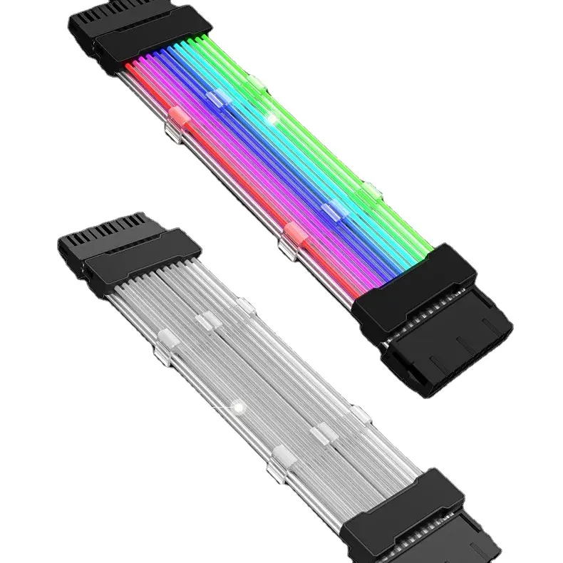 품질 LED 2 * 8PIN 마더 보드 전원 공급 장치 RGB 연장 케이블 RGB PSU 연장 케이블 게임 케이스 용 전원 공급 장치 꼰 RG