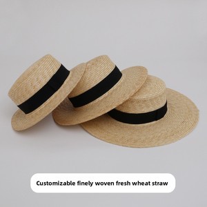Sombrero de Paja Natural Tejido a Mano, Estilo Panamá, para Mujer, Estilo Francés y Británico, para Vacaciones de Verano en la Playa, con Ala Ancha - Product Image 4