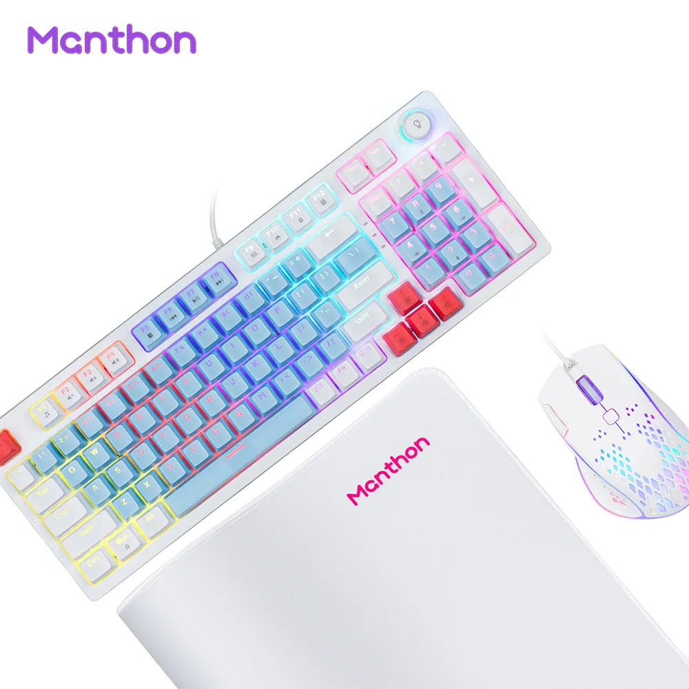 OEM 3 in 1 RGB Wired Mechanical Gaming Keyboard & Mouse and Mousepad Pad Set Combo For Gamer Teclado Y Ratones