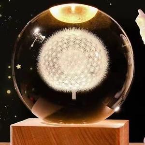 <span class=keywords><strong>Honor</strong></span> of Crystal Sistema Solar Luna Nebulosa K5 Bola de cristal Luz de noche Cristal luminoso Bola 3D Lámpara de noche con base de madera - Product Image 3