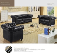 Ensemble de canapés classiques de style américain pour la maison, canapé-lit Chesterfield en cuir rembourré pour hôtel, appartement, villa, salon
