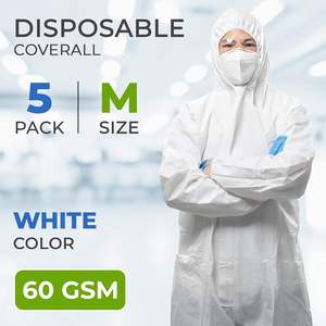 Vêtements de sécurité de haute qualité imperméable respirant blanc jetable Non-tissé <span class=keywords><strong>PP</strong></span> SMS <span class=keywords><strong>SF</strong></span> combinaison microporeuse avec capuche - Product Image 3