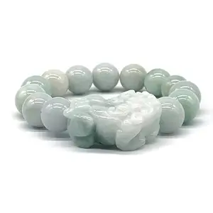 Natürlicher Burmesischer Jade-Grüner Jadeit-Perlen-Steinking Armband Damenarmreif Donut-Charme Geldtasche Pixiu Piyao