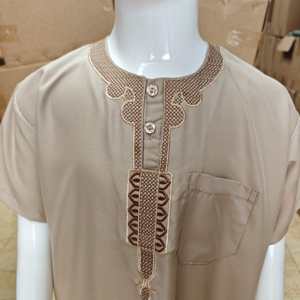 3X tela Hombres estilo marroquí niños Thobe islámico Thobe para niños azul musulmán Thobe para bebé niño - Product Image 2