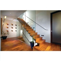 Rampe d'escalier en laiton couleur or avec escalier intérieur en bois en acier moderne droit en forme de U Designs Moder Indoor Light Home Escaliers