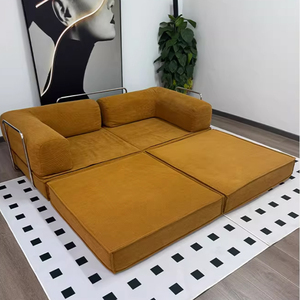 Sofá cama Chenille Suede Cloud Style Lazy Boneless - Enrollable con funda extraíble - Product Image 4