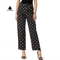 Jeans à jambe droite imprimés avec un motif personnalisé, inspirés des designers, pantalons de haute qualité avec ceinture, pantalons streetwear, fabricant