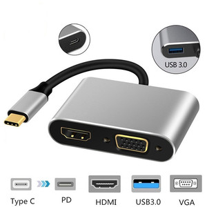 4 2 trong 1 <span class=keywords><strong>USB</strong></span> C 3.1 <span class=keywords><strong>HDMI</strong></span> VGA <span class=keywords><strong>Adapter</strong></span> Loại C Type-C để <span class=keywords><strong>HDMI</strong></span> 4K VGA UHD chuyển đổi <span class=keywords><strong>Adapter</strong></span> cho Macbook Samaung Huawei Google - Product Image 2