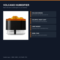 Humidificateur en plastique effet flamme volcanique 300ml, veilleuse colorée, barre d'oxygène, brume nano, diffuseur d'aromathérapie ultrasonique USB pour chambre