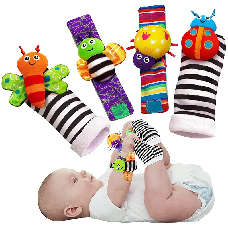 High Quality Sensory Development Custom New Toy Wrist Rattles And Foot Finders For Toddler Kids Baby Infant Rattle Socks Toys