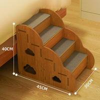 Escalier pour animaux de compagnie rectangulaire en bois moderne de qualité supérieure, 4 marches antidérapantes, échelle d'escalade pour chat, portable pour lit ou canapé haut, mobilier sûr pour animaux de compagnie