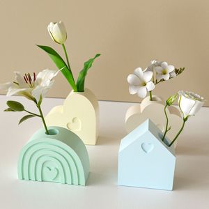 Herz-Blumen-Regenbogen-Bogen-Vasen-Silikonform DIY Gips-Harz-Dekorative Pflanzgefäßform - Product Image 1