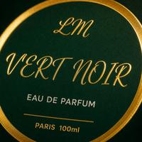 Étiquette de flacon de parfum rond de luxe, logo personnalisé, impression or vert foncé pour emballage cosmétique, étiquettes en rouleau