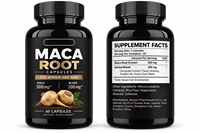 Complément alimentaire à base de plantes en marque privée OEM, capsules de racine de maca noire pour une puissance masculine accrue et l'augmentation des fesses et des hanches chez la femme