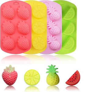 Maatwerk Ijsblokjesbakvorm Met Logo Fruitvorm Aardbeien Ananas Watermeloen Siliconen Ijsblokjesbakje
