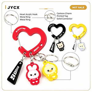 <span class=keywords><strong>Porte</strong></span>-<span class=keywords><strong>clés</strong></span> pendentif en acrylique imprimé UV motif ours en forme de cœur, style anime mignon, encre rose, pour la vente en gros et la personnalisation - Product Image 3