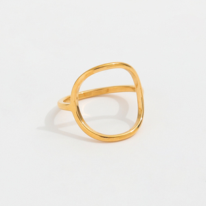 Anelli a Cerchio Grandi Semplici di Lusso in Oro Puro 18K in Acciaio Inossidabile Gioielli Placcati Oro di Tendenza - Product Image 2