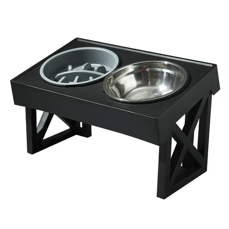 TTT Easy Clean Soporte ajustable Alimentación elevada Inoxidable Overhead Double Dog Bowl