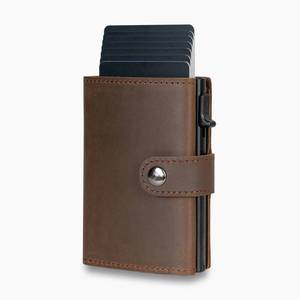 Casekey Custom <b>Wallet</b> Manufacturer <b>RFID</b> Aluminum Smart Card Holder Mini Slim Genuine Leather Pop up Trifold <b>Wallet</b> <b>for</b> <b>Men</b> - Product Image 1