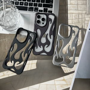 Coque de téléphone en TPU de couleur unie créative pour iPhone 16 15 14 11 Pro Max, design flamme creuse, protection de dissipation thermique - Product Image 3