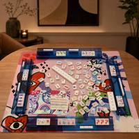 Tuiles de mahjong américaines en acrylique de luxe, de haute qualité, à motif de dragon perlé et de fleurs, pour les fêtes et le divertissement à domicile