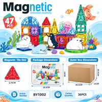 Tuiles magnétiques 3,75 cm, mini-ensemble de voyage, boîte en métal, blocs de construction magnétiques, jouet éducatif portable pour les tout-petits, les enfants, les garçons et les filles