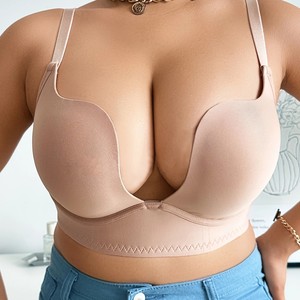 Soutien-gorge dos nu en U sexy de grande taille pour femmes avec armatures rembourrées Soutien-gorge froncé pour filles Sous-vêtements pour adultes - Product Image 2