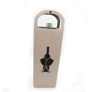 Souvenir PU White Leather Fold Portable Bottle Bag Carrier <strong>Winebag</strong> - Product Image 1