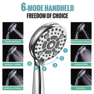 12 Inch Đánh Bóng Chrome Trượt Thanh Vòi Hoa Sen Bộ Vòng Đầu Vòi Hoa Sen 6-Phun Cầm Tay Kết Hợp Treo Tường Vòi Hoa Sen Kép Bộ - Product Image 5