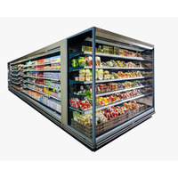 Vitrine réfrigérée commerciale, présentoir ouvert multi-niveaux pour produits laitiers et viandes emballées