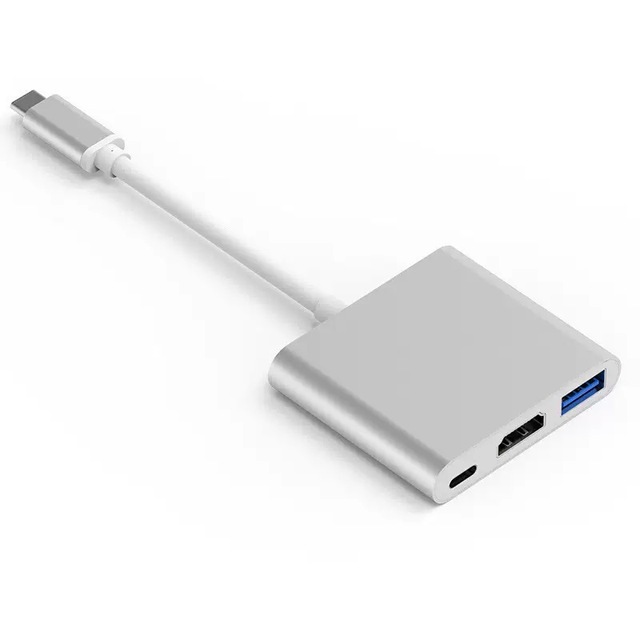 3 in 1 USB-C to for 2.0 4K USB 3.0 PD Hub with 100W Fast Charging Docking Station for Laptop/PC (Aluminum Alloy)