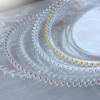 Groothandel 13 inch ronde roségouden zilveren plastic acryl charger plates bruiloft decoratieve kralen kralen charger plates