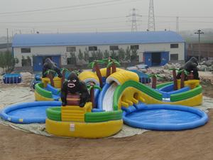 Parque Acuático Móvil Combinado, Parques Acuáticos <span class=keywords><strong>de</strong></span> la Selva, Tobogán Acuático Inflable con Piscina Redonda para Alquiler Comercial al Aire Libre - Product Image 2