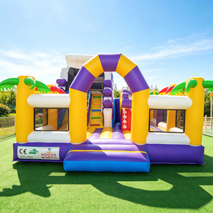 WINSUN <b>Inflatable</b> Tropical Bouncy Castle with Slide PVC Waterproof CE Certified for Kids Party Amusement Park Custom Logo - Product Image 1