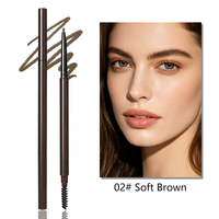 Crayon à sourcils double embout sans logo, pointe triangulaire fine, 4 couleurs, longue tenue, résistant à l'eau et à la transpiration, personnalisation transfrontalière