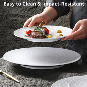 Assiette à <span class=keywords><strong>barbecue</strong></span> en mélamine, lavable au lave-vaisselle, écologique, durable, design minimaliste personnalisé, motif <span class=keywords><strong>pierre</strong></span> haut de gamme, relief peu profond - Product Image 2