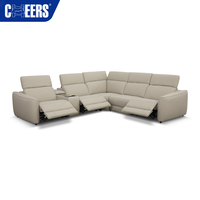 Sofá Reclinable Eléctrico MANWAH CHEERS en Forma de L, Seccional de Cuero con Carga Inalámbrica y Portavasos, Venta al por Mayor para Sala de Estar, OEM