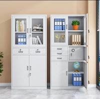 Armoire de classement avec porte en verre et étagères réglables, armoire de rangement métallique verrouillable pour documents de bureau