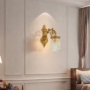 Lampada da <span class=keywords><strong>parete</strong></span> medievale in rame retrò francese per <span class=keywords><strong>camera</strong></span> da letto di lusso creativo soggiorno Hotel di cristallo LED <span class=keywords><strong>camera</strong></span> da letto principale <span class=keywords><strong>parete</strong></span> del comodino - Product Image 2