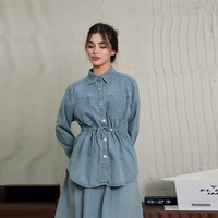 R-840 Élégante Abaya musulmane modeste en polyester, ensemble jupe évasée ample à manches longues et boutonnage simple – Décontracté Hiver Femme Adulte