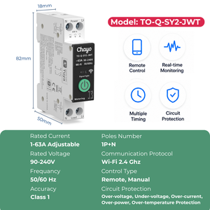 เบรกเกอร์อัจฉริยะ TUYA 1-63A รุ่นมินิ พร้อมรีเลย์ <span class=keywords><strong>WiFi</strong></span> สวิตช์ควบคุมระยะไกล วัดค่าการใช้ไฟฟ้า สำหรับบ้านอัจฉริยะ 90-240V 1P+N Chayo - Product Image 4