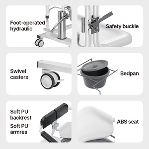 Machine de levage de patient multifonctionnelle ZW302-2, élévateur hydraulique manuel médical, capacité de 120 kg, appareil portable pour la maison, classe I - Product Image 3