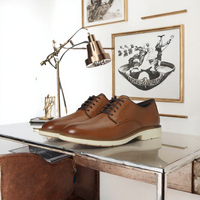 Chaussures Oxford pour hommes en cuir véritable, à lacets, bout uni, couleur Tan britannique, taille 10.5, largeur moyenne